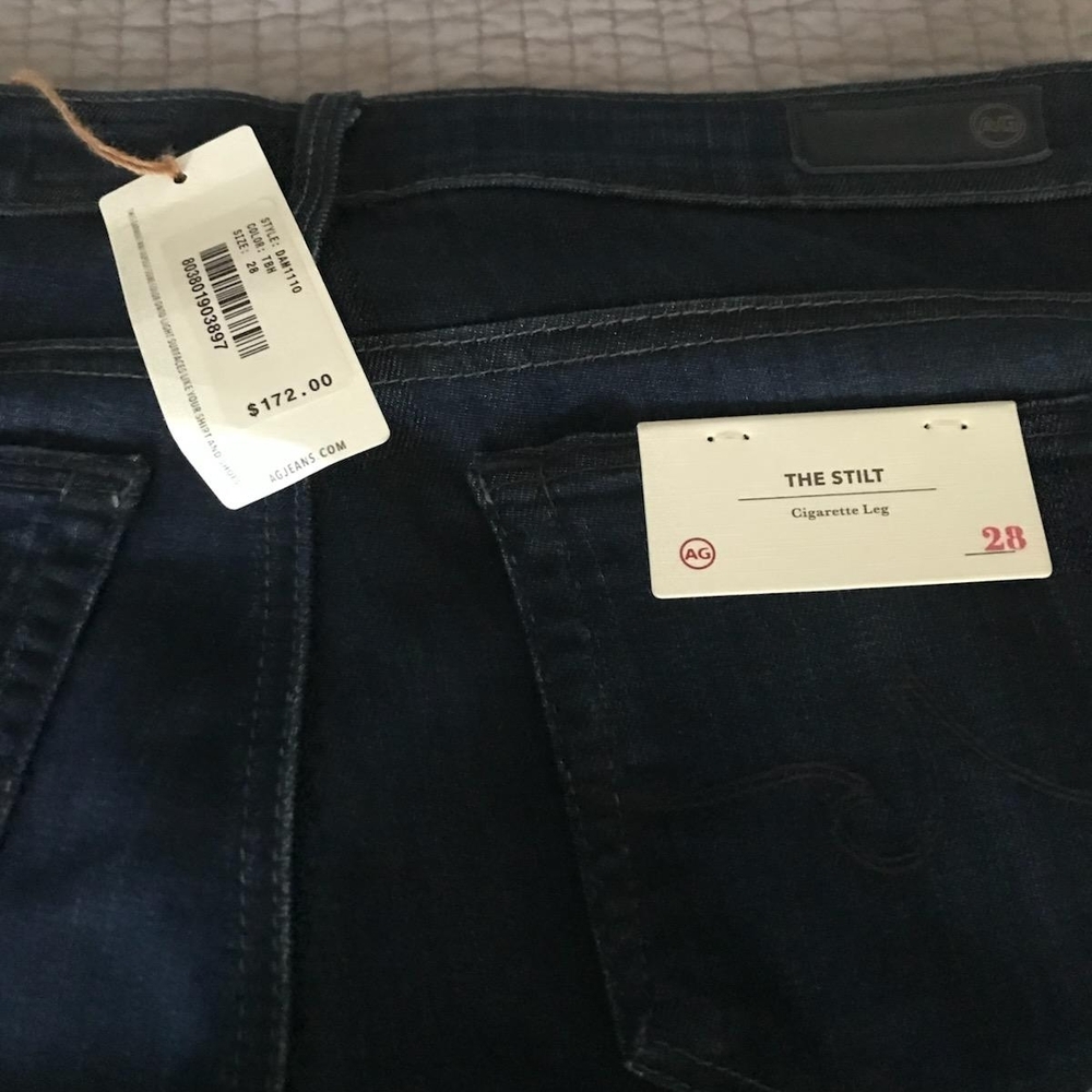 AG Adriano Goldschmied Women's Size 28  Dark Blue Straight Jeans Nwt - Picture 2 of 3